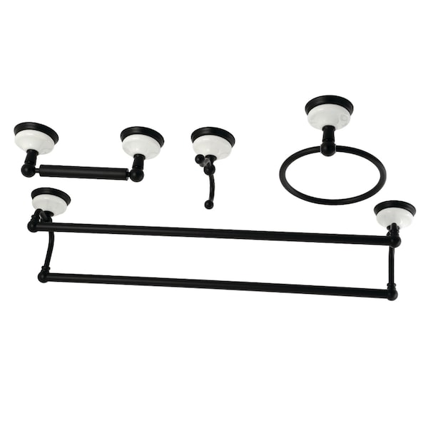Victorian 4-Pieces Dual Towel Bar Bathroom Hardware Set, Black